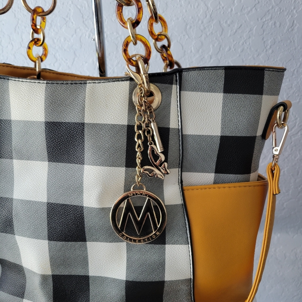 MKF Collection Yale  Buffalo Plaid 2-PC Set Tote Bag & Wristlet Wallet - Picture 10 of 16